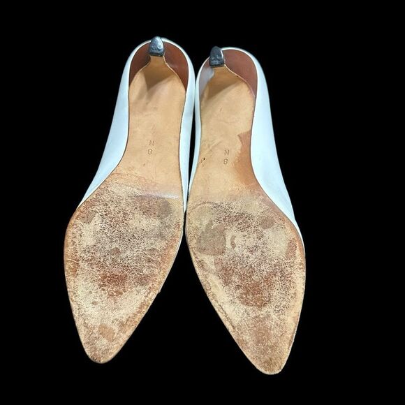 Bally Diandra White Leather pump with brown Cap Toe and broguing detail size 8 N - Picture 8 of 16